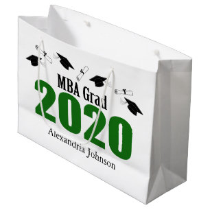 MBA Grad 2020 Abschluss Geschenktasche (grün) Große Geschenktüte
