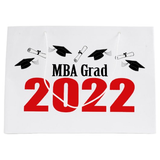 MBA Grad 2022 Abschluss Gift Bag (rot) Große Geschenktüte (Vorderseite)