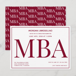 MBA-Grad Burgundy White Graduation Party Einladung