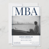 MBA-Grad White Blue Foto Graduation Party Einladung (Vorderseite)