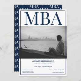 MBA-Grad White Blue Foto Graduation Party Einladung