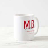 MBA Red Black Date Name Graduate Grad Kaffeetasse (VorderseiteRechts)