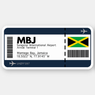 MBJ Jamaica Boarding Pass - Airport Ticket Aufkleber