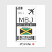 MBJ Montego Bay Boarding Pass - Jamaica Travel Aufkleber (Blatt)
