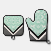 MbM ZUHAUSE Oven Mitt/Pot Holder Set - Minze Wahns (Vorderseite)