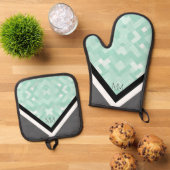 MbM ZUHAUSE Oven Mitt/Pot Holder Set - Minze Wahns (Oben Unten)