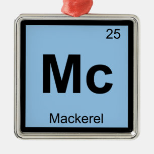 Mc - Mackerel Fish Chemistry Periodic Table Symbol Silbernes Ornament