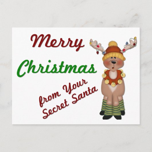 MC Reindeer Secret Santa - Urlaubspostkarten Feiertagspostkarte (Vorderseite)