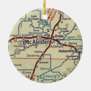 McAlester OK Retro Map Keramik Ornament