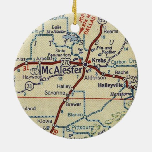 McAlester OK Retro Map Keramik Ornament (Hinten)