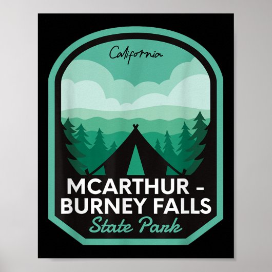 Mcarthur Burney Falls Staat Park Ca Camping Poster (Vorne)