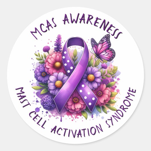 MCAS Mast Cell Activation Syndrome Awareness Runder Aufkleber (Vorderseite)