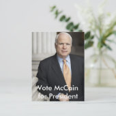 McCain für den Präsidenten Postkarte (Stehend Vorderseite)