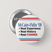 McCain Palin '08 wirklicher Änderungs-Knopf Button (Vorne & Hinten)