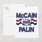 McCain Palin 2008 Postkarte (Vorne/Hinten)