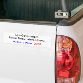 McCain/Palin 2008 = weniger Regierung Autoaufkleber (Auf Lkw)