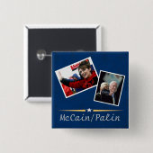 McCain/Palin Blauknopf Button (Vorne & Hinten)