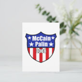 McCain Palin Shield Postkarte (Stehend Vorderseite)