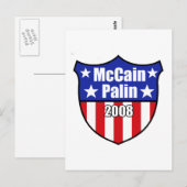 McCain Palin Shield Postkarte (Vorne/Hinten)