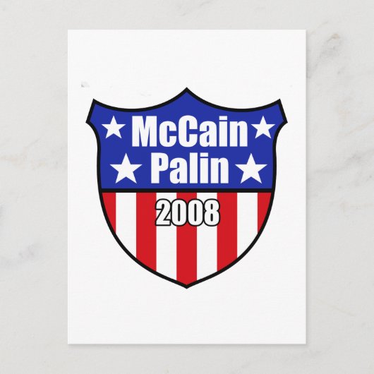 McCain Palin Shield Postkarte (Vorderseite)