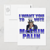 McCain Palin Uncle Sam Postkarte (Vorne/Hinten)