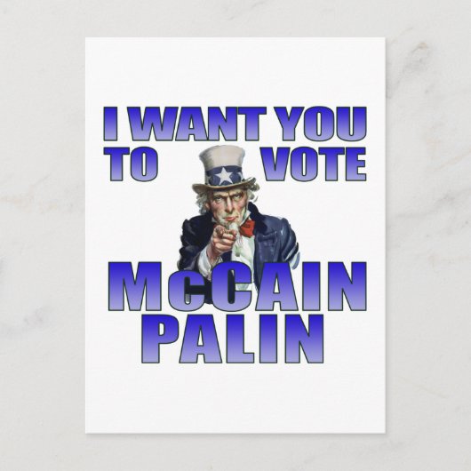 McCain Palin Uncle Sam Postkarte (Vorderseite)