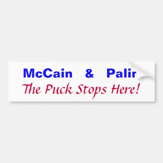 McCain u. Palin, der Kobold stoppt hier! Autoaufkleber (Vorne)