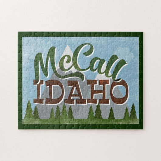 McCall Idaho Fun Retro Snowy Mountains Puzzle (Horizontal)