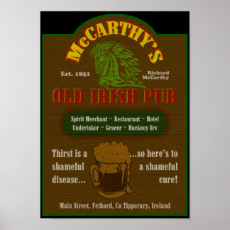 McCarthy Pub Sign Poster $ 25,00