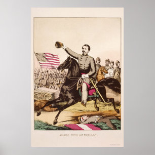 McClellan zu Horseback von Gibson and Company 1862 Poster