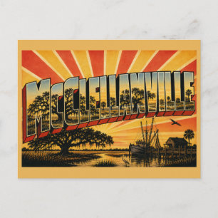 McClellanville SC Historische Eichen-Salzwiesen-Ku Postkarte