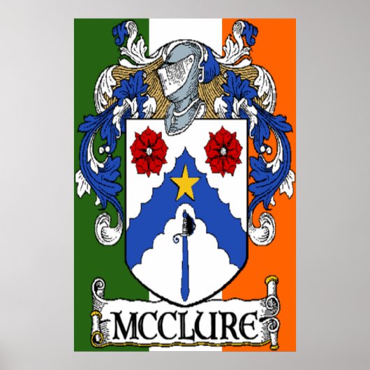 McClure Coat of Arms Irish Flag Print Poster (Vorne)