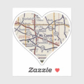 McComb MS Vintage Map Aufkleber (Blatt)