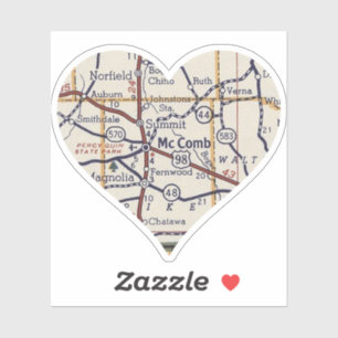 McComb MS Vintage Map Aufkleber