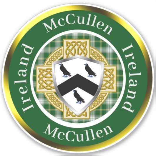 McCullen Shield & Celtic Cross Personalisiert Aufkleber (Vorderseite)