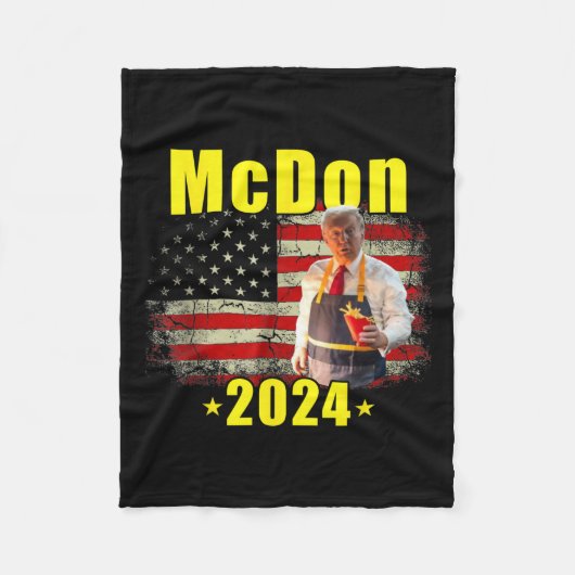 Mcdon 2024 Funny Donald Trump Französisch Fry Cook Fleecedecke (Vorderseite)