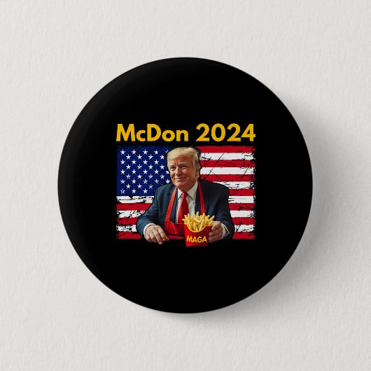 Mcdon Lustig Donald Trump Pommes Frites Kochen Button (Vorderseite)