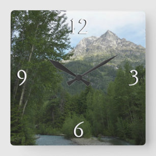 McDonald Creek im Glacier National Park Quadratische Wanduhr