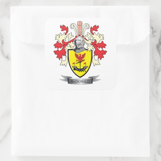 McDonald-Familienwappen-Wappen Quadratischer Aufkleber (Tasche)