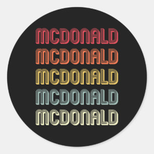 McDonald-Geschenk Nachname Lustig Retro Vintage Ge Runder Aufkleber
