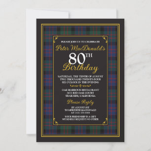 McDonald MacDonald Tartan 80. Geburtstag Einladung