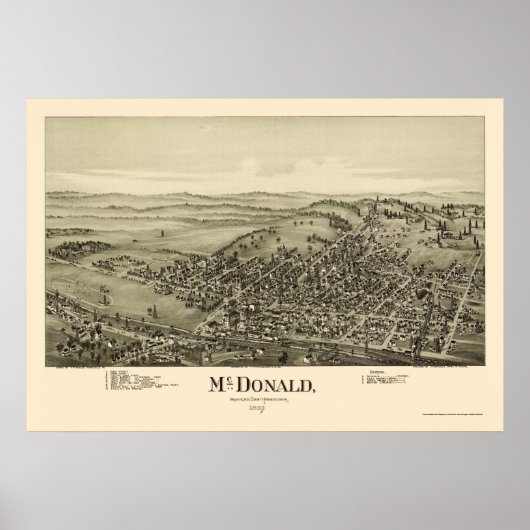 McDonald, PA Panoramic Map - 1897 Poster (Vorne)