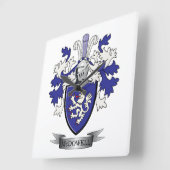 McDowell Family Crest Coat of Arms Quadratische Wanduhr (Winkel)