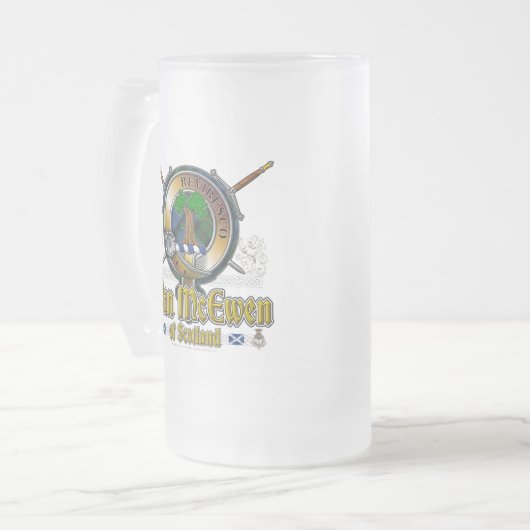 McEwen Clan Abzeichen Mattglas Bierglas (Vorderseite Links)