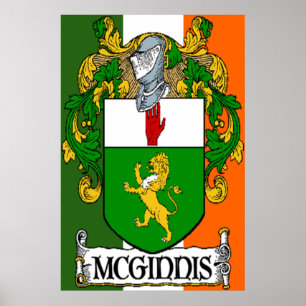 McGinnis Coat of Arms Irish Flag Print Poster
