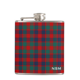 McGowan Tartan Monogram Bright Red Kariert Flachmann