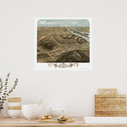 McGregor, IA Panoramic Map - 1869 Poster (Küche)