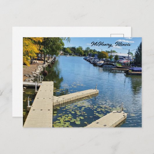McHenry, Illinois Fox River Postkarte (Vorne/Hinten)