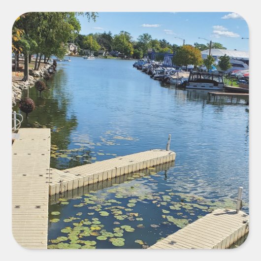 McHenry, Illinois Fox River Quadratischer Aufkleber (Vorderseite)