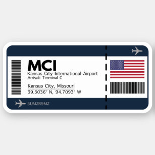 MCI Kansas City Boarding Pass - Missouri Travel Aufkleber